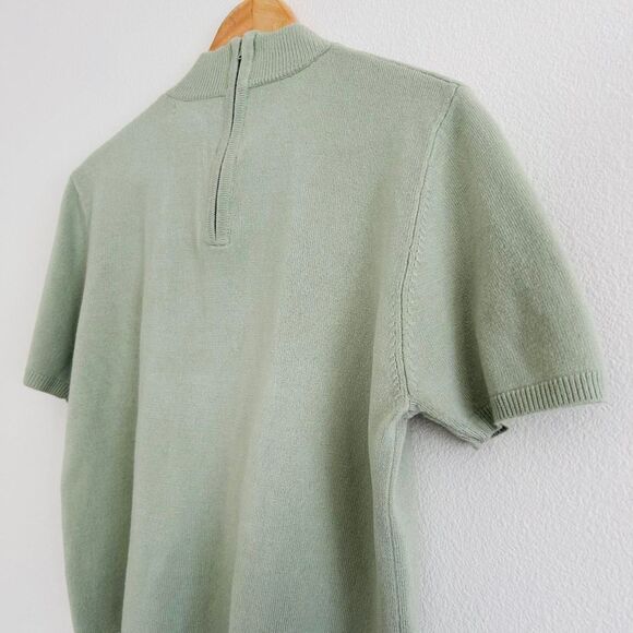 Drapers & Damons Sage Green Sweater Short Sleeve Top Petite Small - Picture 2 of 8